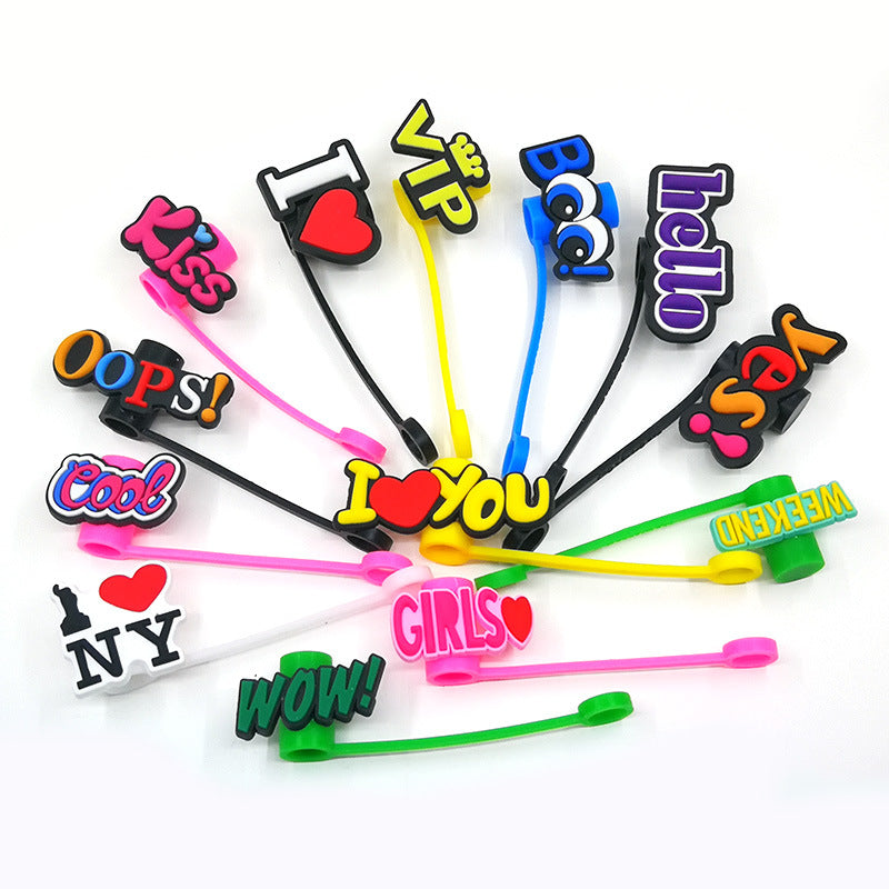 Wholesale 10pcs/pack  Cute cartoon straw cap straw cover silicone dust plug